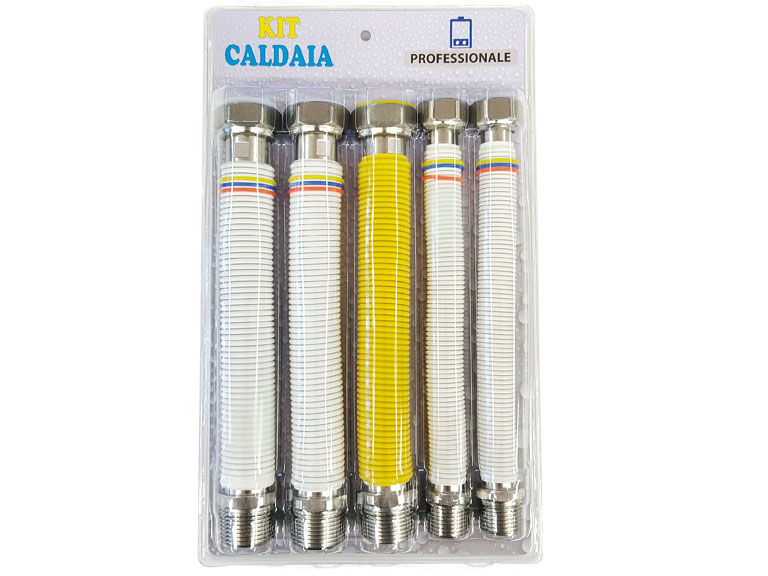 Tubo Flessibile Estensibile Inox 1/2'' 200/400 Mm Per Gas E Acqua – UNI 11353 E DM 174, Guaina Bianca Ignifuga